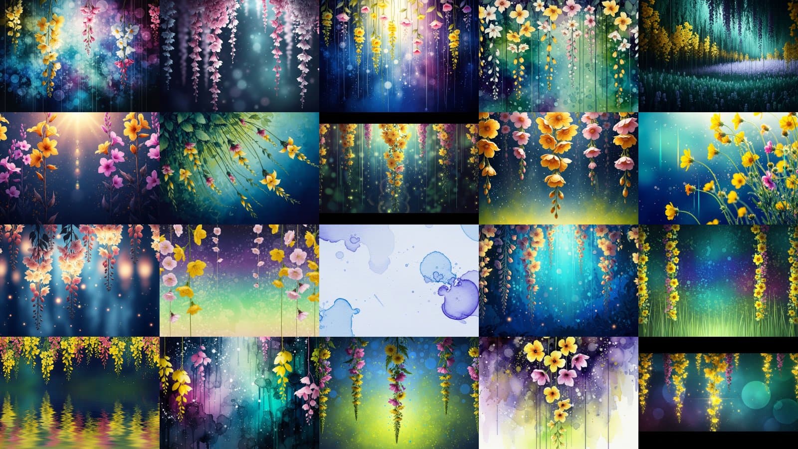 Ethereal Watercolor Wildflower Cascades