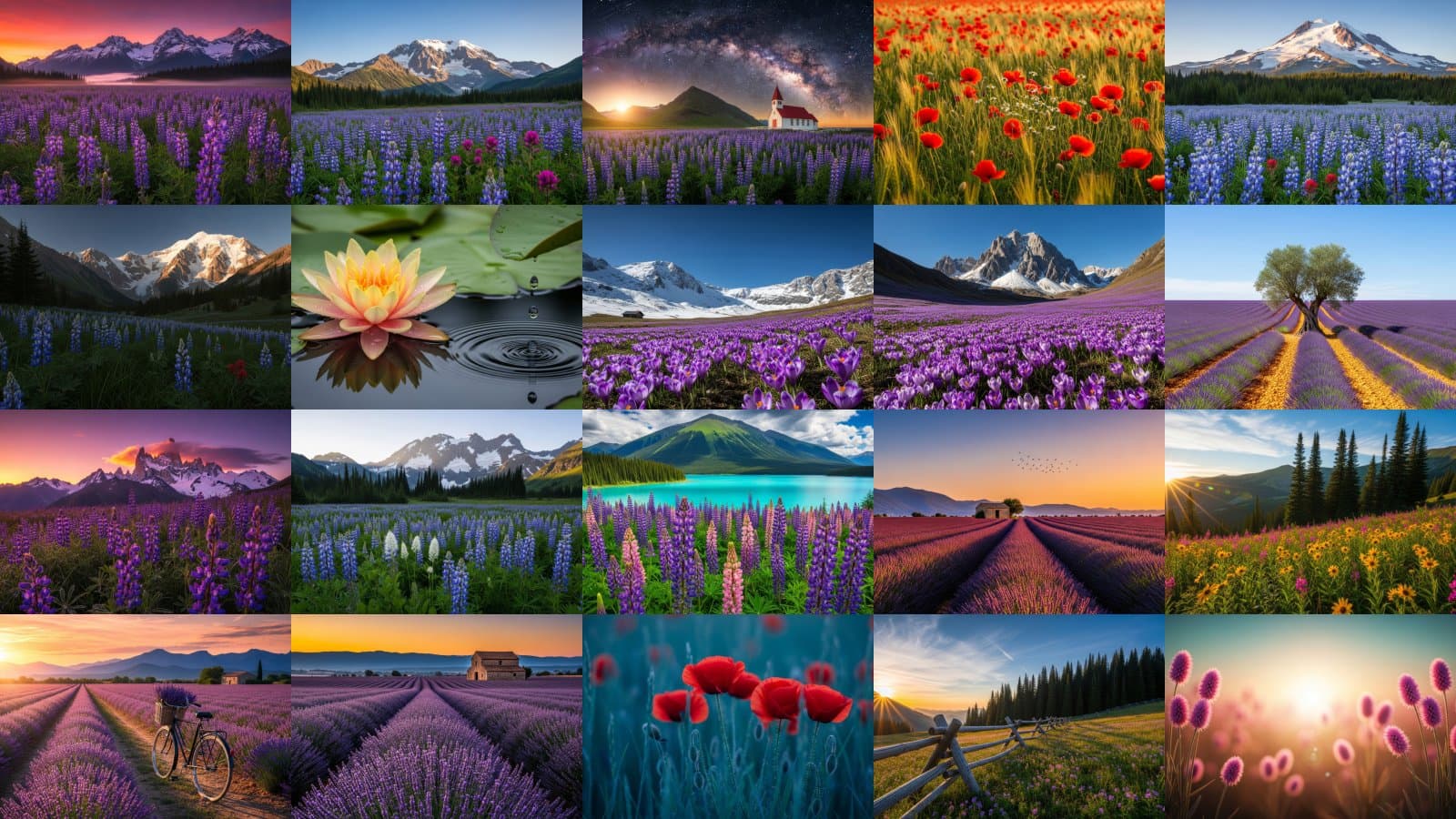 Vibrant Fields, Mountain Serenity