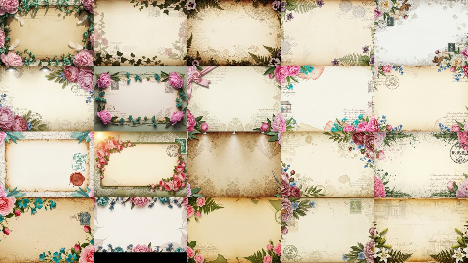 Vintage Floral Parchment Dreams