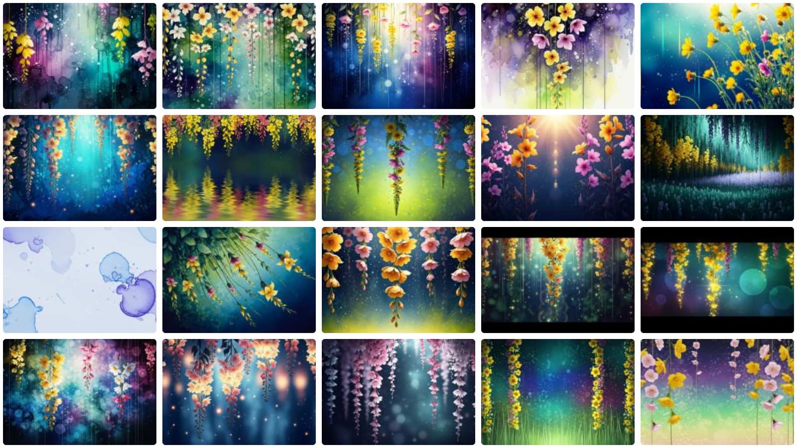 Ethereal Watercolor Wildflower Cascades