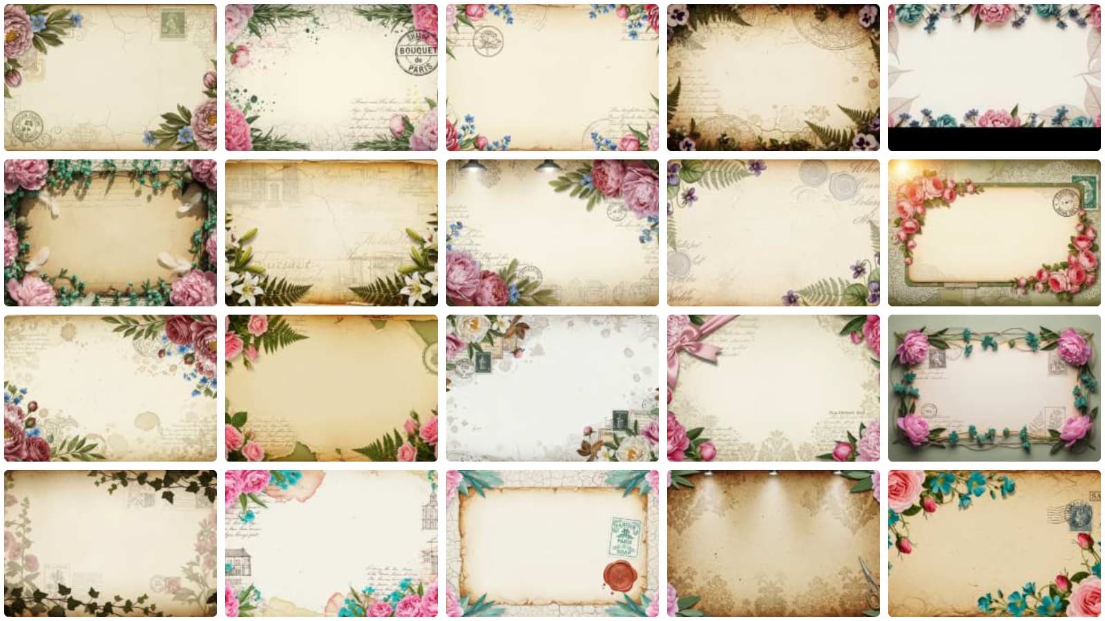 Vintage Floral Parchment Dreams